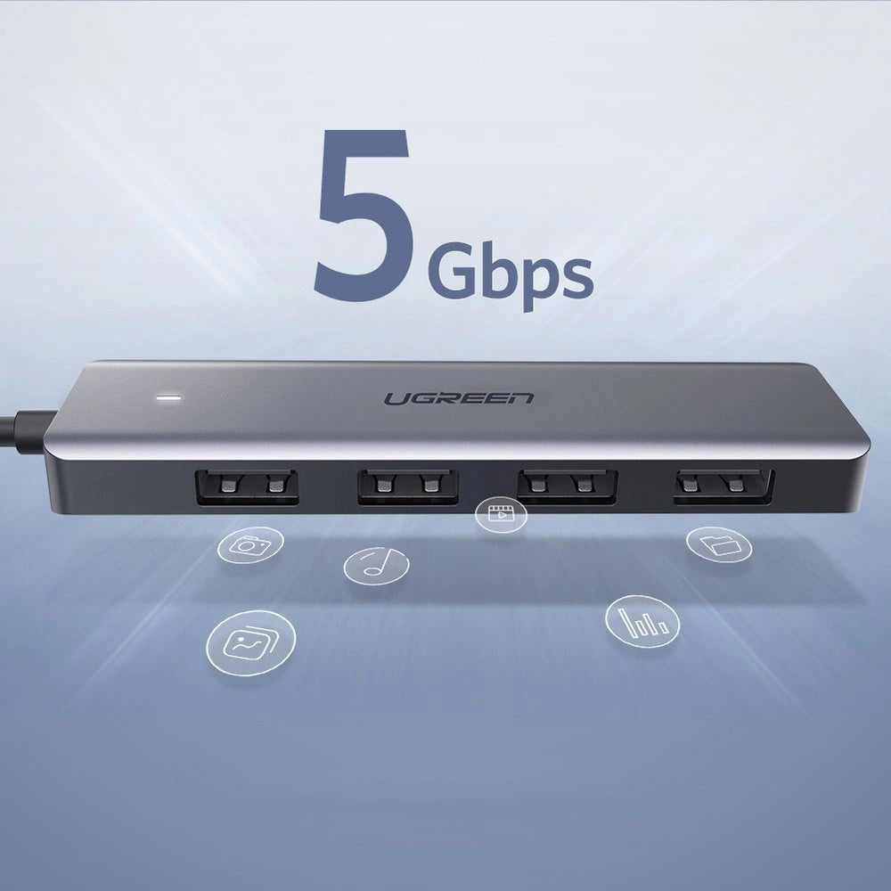 Ugreen USB Type C HUB - 4x USB 3.2 Gen 1 with USB-C power port gray (CM219 70336)_2