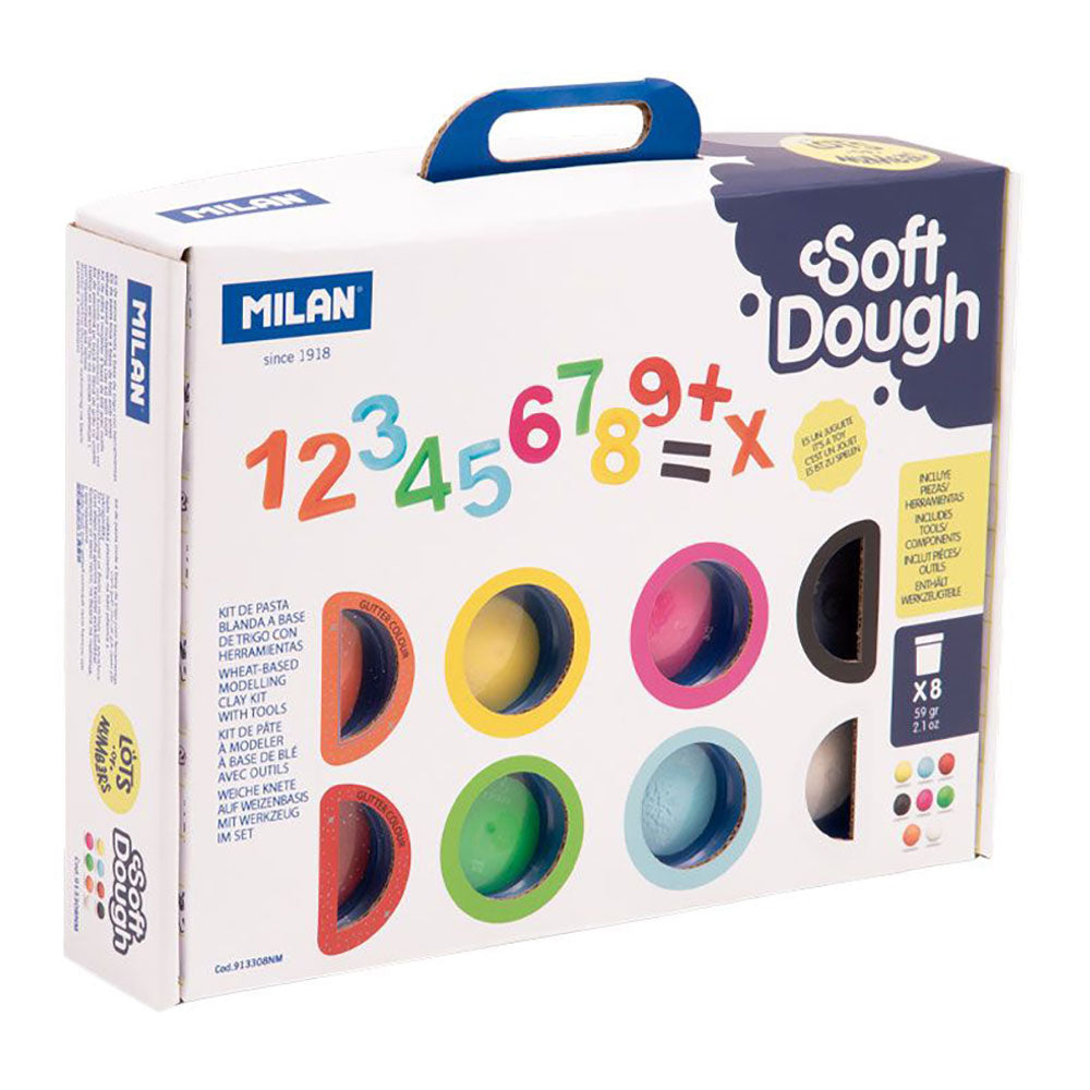 Mala 8 frascos 59g. plasticina soft dough com ferramentas "nÃºmeros" milan_0