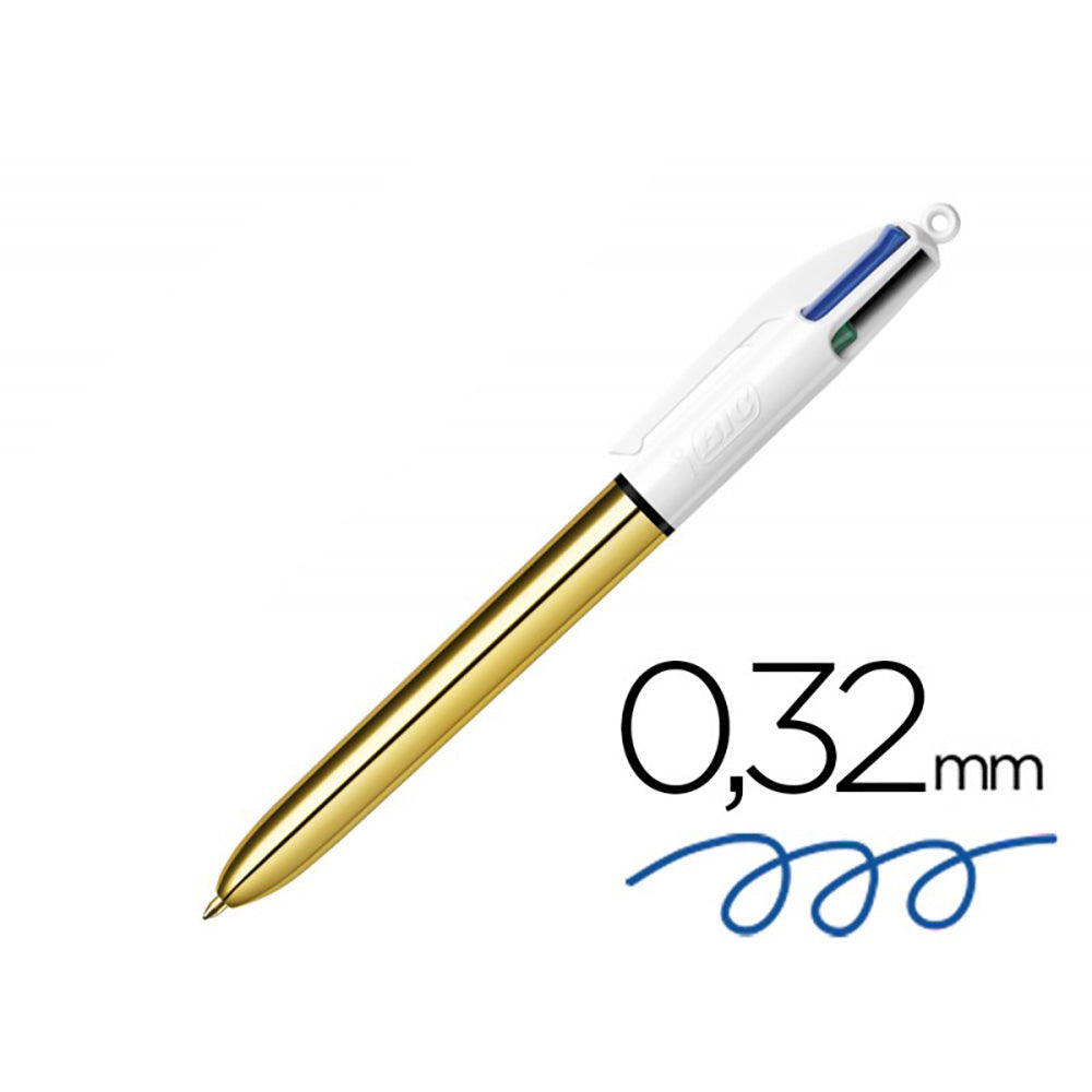 Caneta 4 cores corpo dourado, ponta 1 mm_0