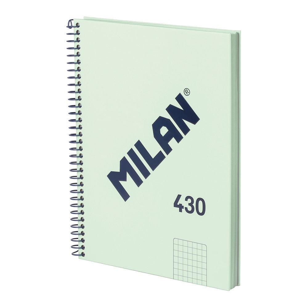 Caderno a5, espiral, capa dura, 80 folhas quadriculadas, verde_0