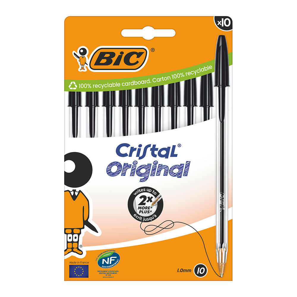 Caneta esferogrÃ¡fica de cristal preto blÃ­ster 10 unidades_0