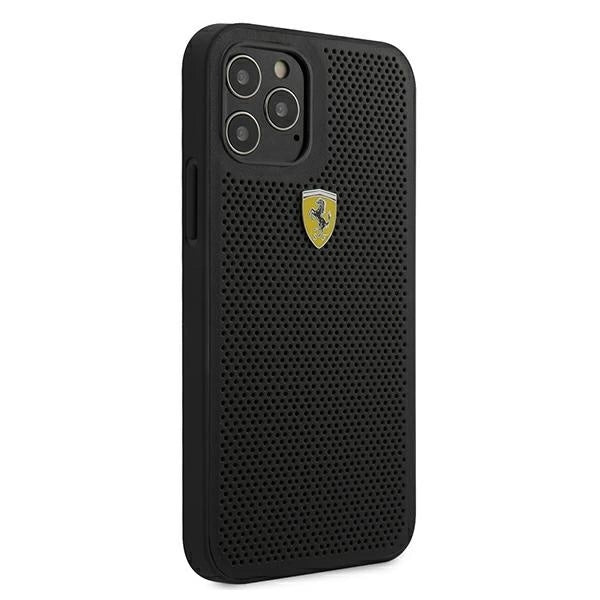 Ferrari FESPEHCP12LBK iPhone 12 Pro Max 6.7" black/black hardcase On Track Perforated_3