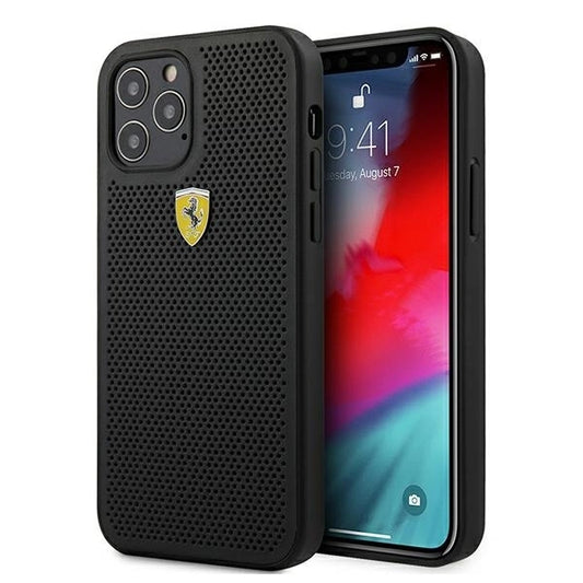 Ferrari FESPEHCP12MBK iPhone 12/12 Pro 6.1&quot; black/black hardcase On Track Perforated_0