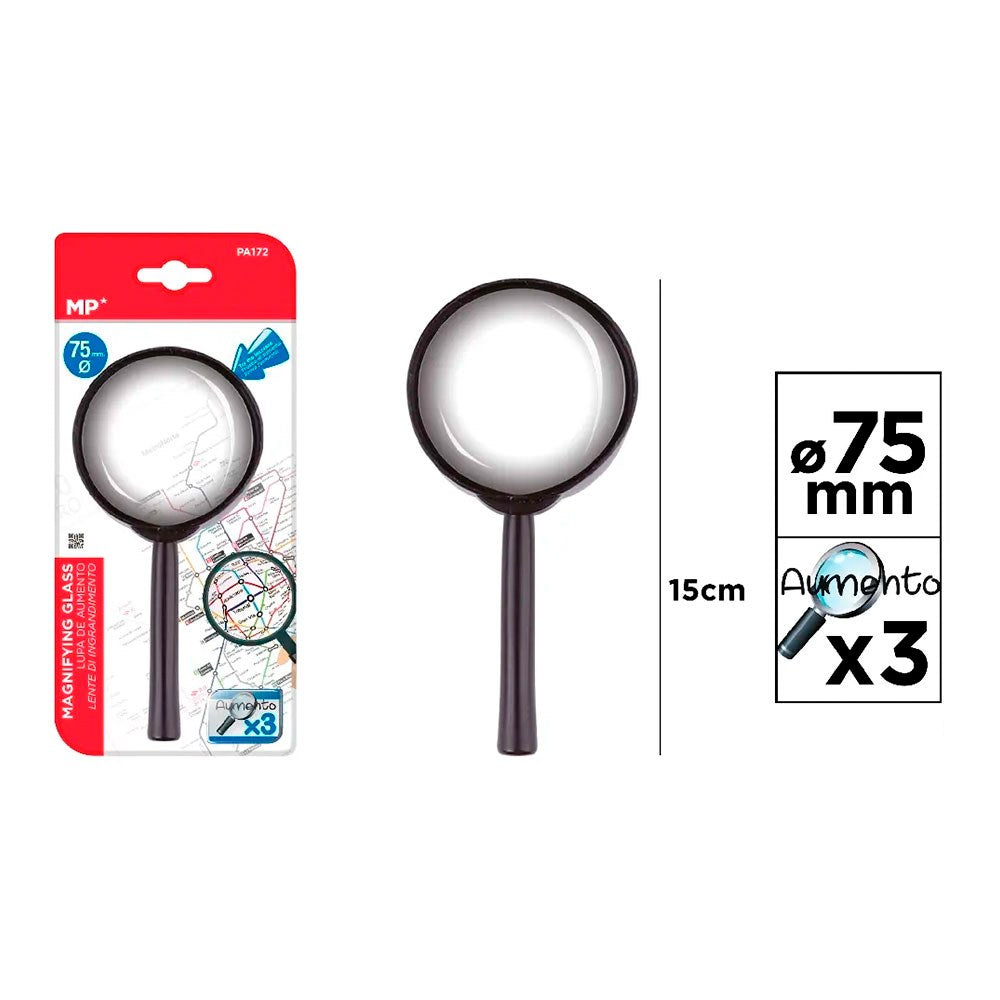 Lupa de 3 ampliaÃ§Ãµes Ã¸75 x 150 mm, blister_0
