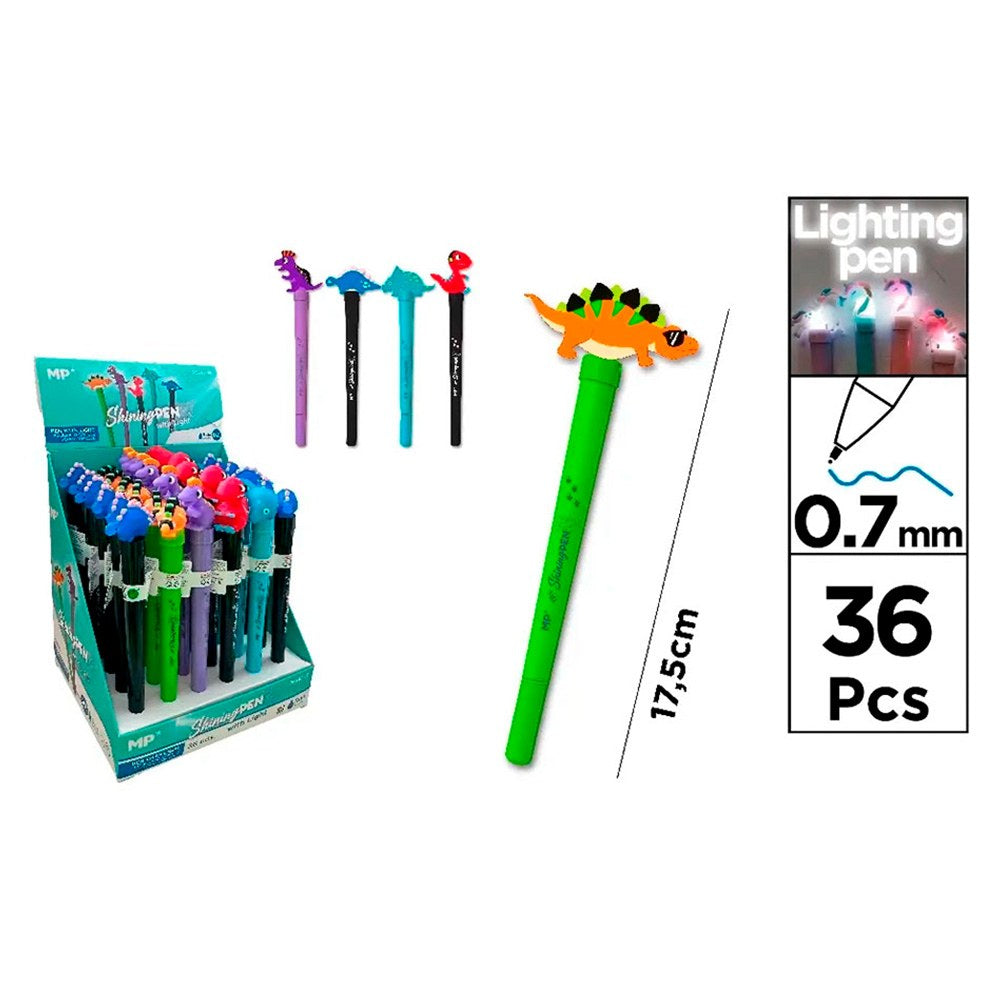EsferogrÃ¡ficas tinta azul 0,7 mm dinossauros luz, desenhos sortidos, 36 un_0