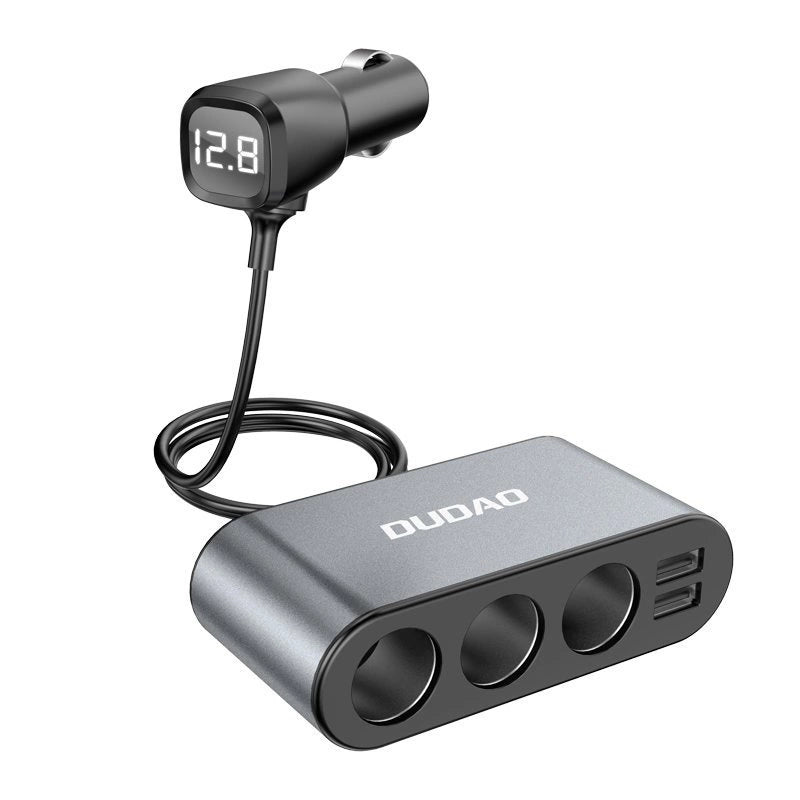 Dudao car charger 2x USB / 3x cigarette lighter splitter black (R1Pro black)_0