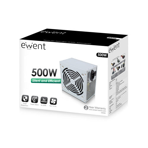 Ewent EW3909 unidad de fuente de alimentación 500 W 20+4 pin ATX ATX Gris_3