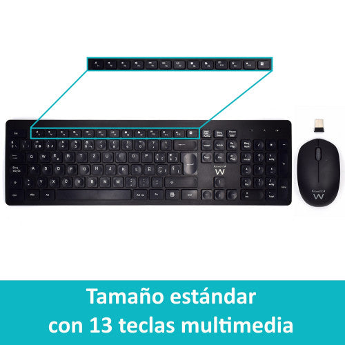 Ewent EW3256 teclado Ratón incluido Universal RF inalámbrico QWERTY Español Negro_3