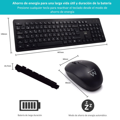 Ewent EW3256 teclado Ratón incluido Universal RF inalámbrico QWERTY Español Negro_5