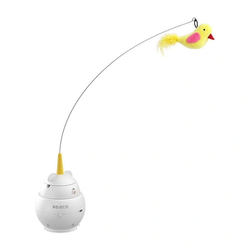 ROJECO Q2 Rotating Laser Toy with a Feather for Cats_0