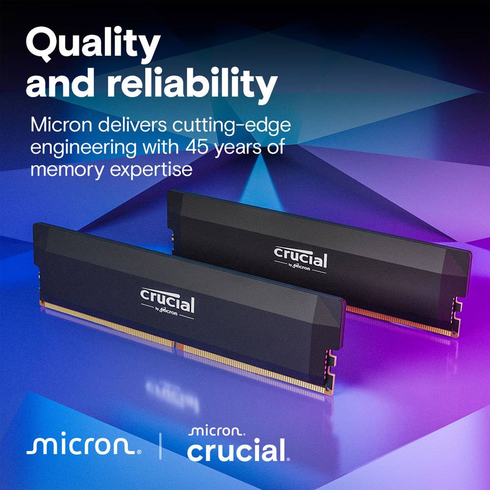 Memória RAM UDIMM Crucial Pro Overclocking 32GB (2x16GB) DDR5-6000MHz (AMD Expo/Intel XMP) CL36 (36-38-38-80) 1.35V Preta