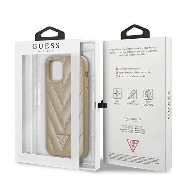 Guess GUHCP12SPUVQTMLBE iPhone 12 mini 5.4" gold/gold hardcase V-Quilted Collection_6