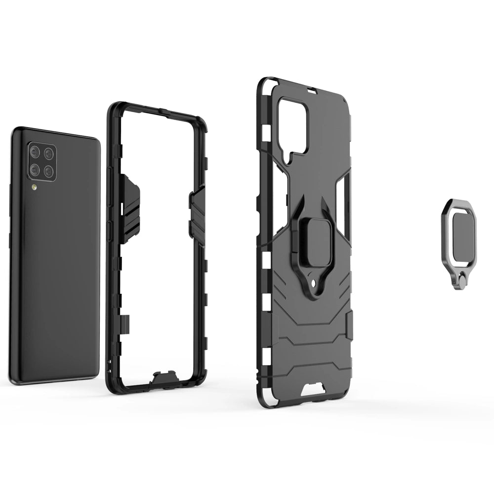 Ring Armor Case Kickstand Tough Rugged Cover for Samsung Galaxy A42 5G black_1