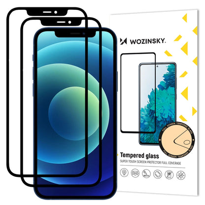 Wozinsky 2x Tempered Glass Full Glue Super Tough Screen Protector Full Coveraged with Frame Case Friendly for iPhone 12 Pro / iPhone 12 black_0