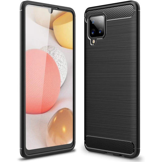 Carbon Case Flexible Cover TPU Case for Samsung Galaxy A42 5G black_0