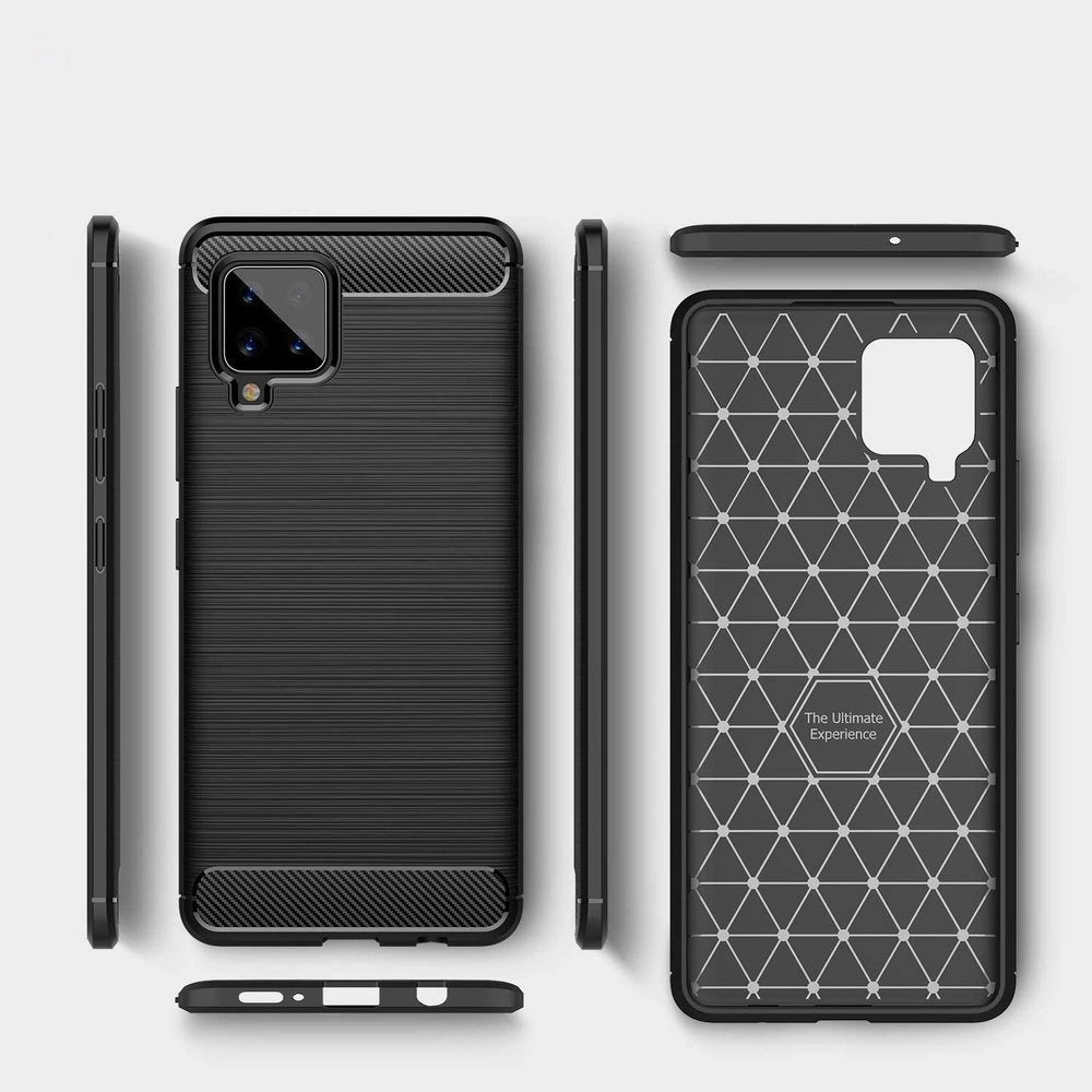 Carbon Case Flexible Cover TPU Case for Samsung Galaxy A42 5G black_4