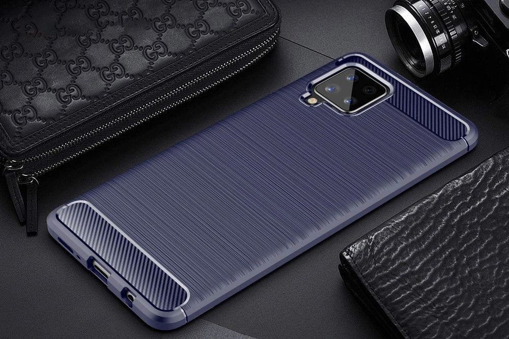 Carbon Case Flexible Cover TPU Case for Samsung Galaxy A42 5G black_5