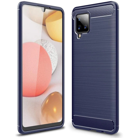 Carbon Case Flexible Cover TPU Case for Samsung Galaxy A42 5G blue_0