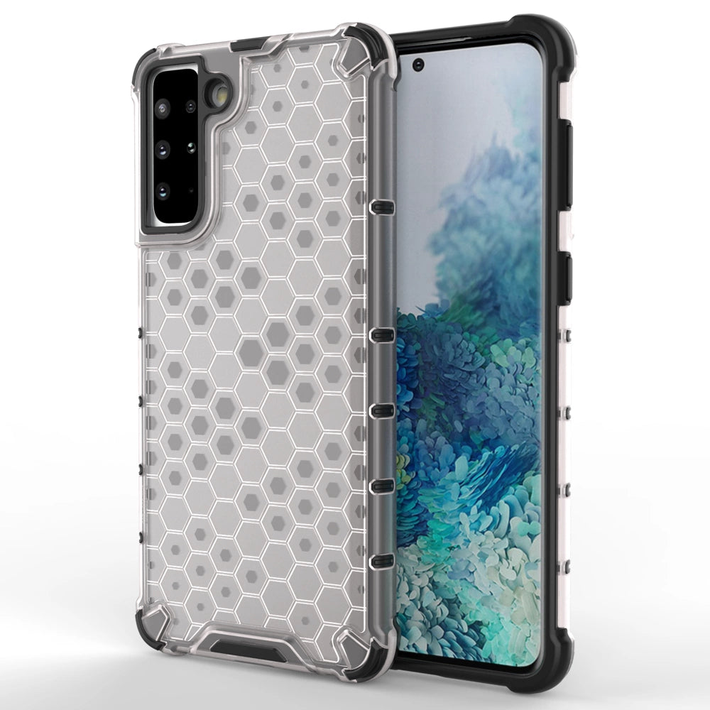 Honeycomb Case armor cover with TPU Bumper for Samsung Galaxy S21+ 5G (S21 Plus 5G) transparent_0