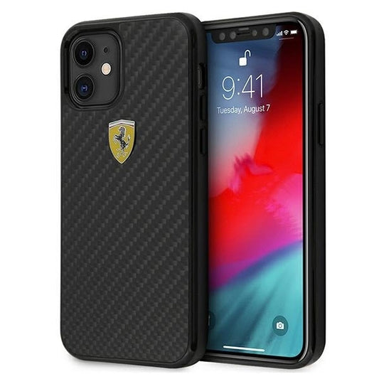 Ferrari FERCAHCP12SBK iPhone 12 mini 5.4&quot; black/black hardcase On Track Real Carbon_0
