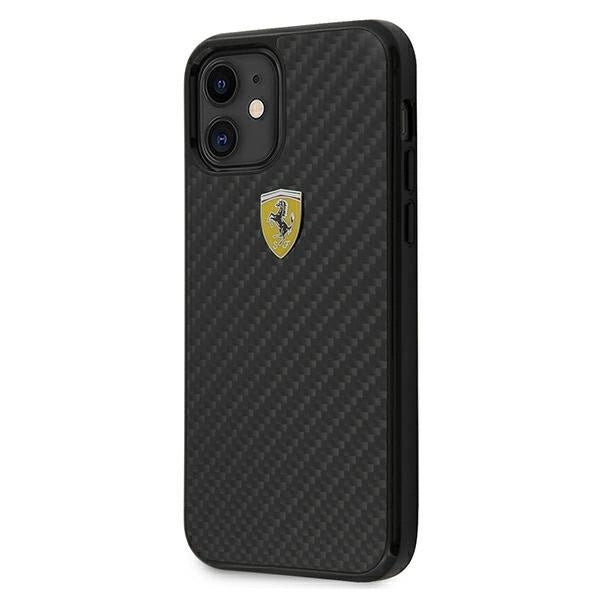 Ferrari FERCAHCP12SBK iPhone 12 mini 5.4&quot; black/black hardcase On Track Real Carbon_1