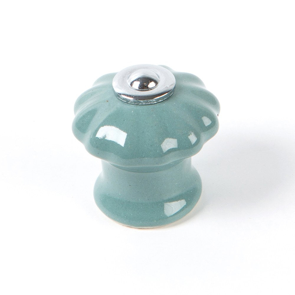 Puxador para mÃ³vel, modelo e524, em porcelana e aÃ§o com acabamento azul-acinzentado, Ã¸28 mm_0