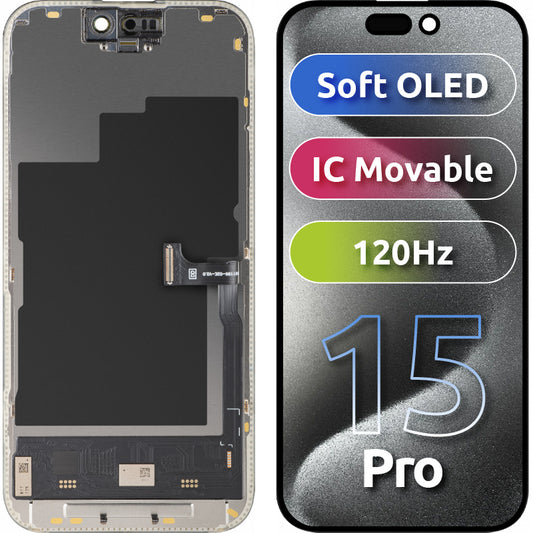 Módulo OLED Soft MP 120Hz para iPhone 15 Pro Preto