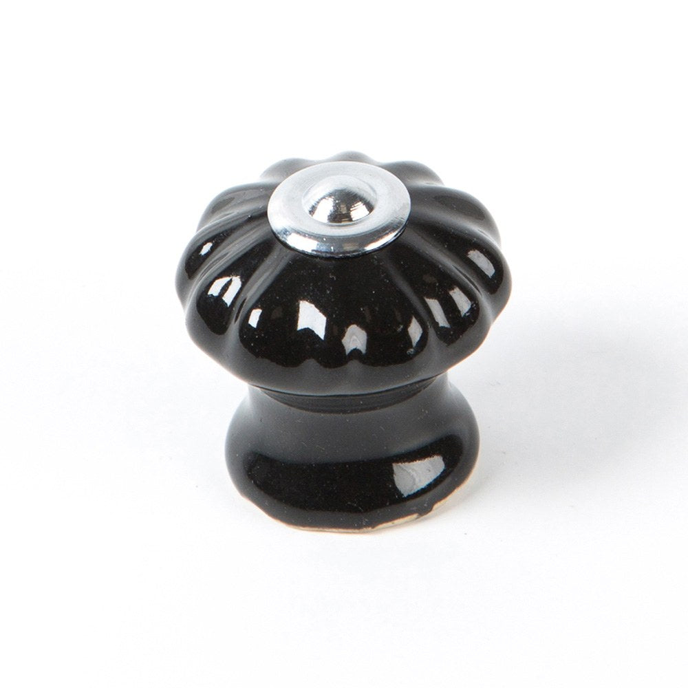 Puxador para mÃ³vel, modelo e524, em porcelana e aÃ§o com acabamento preto, Ã¸28 mm_0
