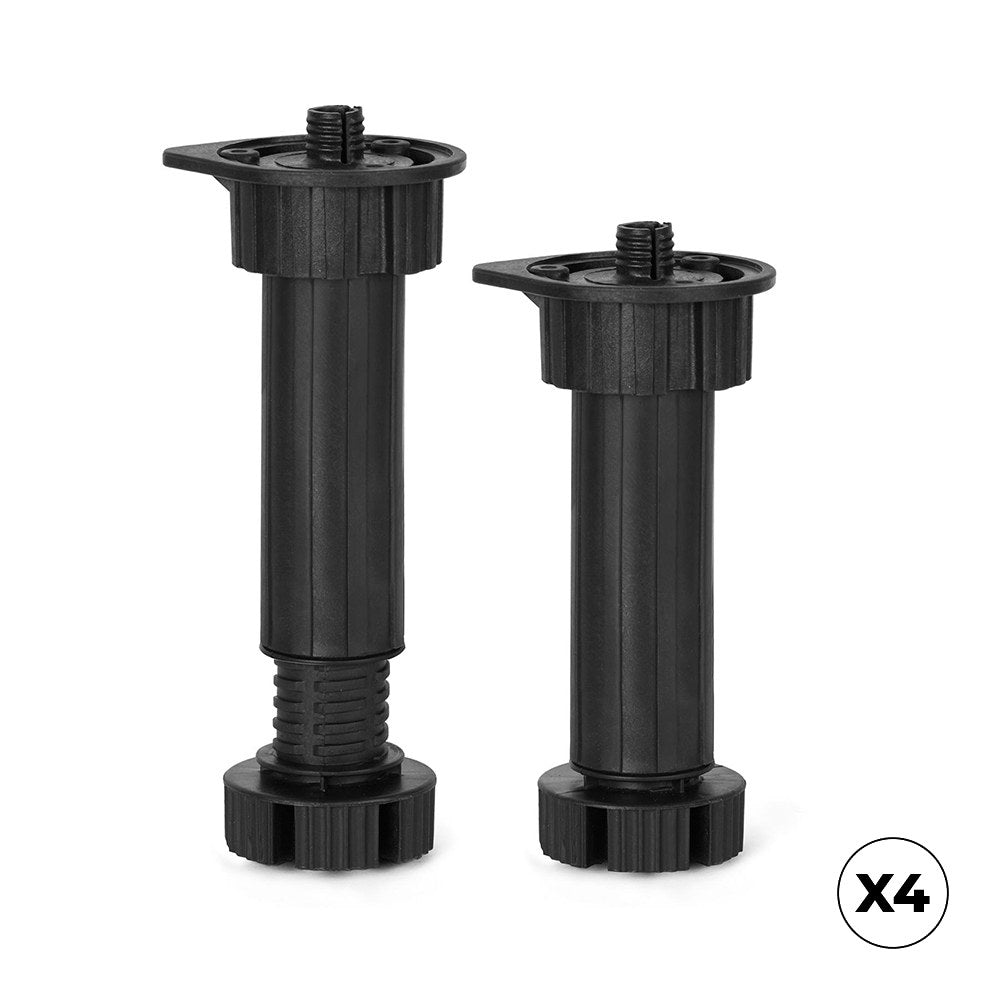 PÃ© ajustÃ¡vel para armÃ¡rio de cozinha, modelo 408, fabricado em abs preto, Ã¸49 x 138/158 mm, blister 4 un_0
