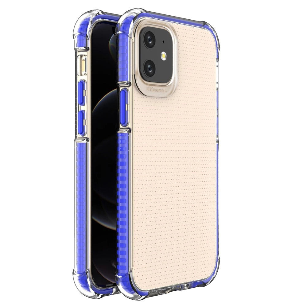 Spring Armor clear TPU gel rugged protective cover with colorful frame for iPhone 12 mini blue_0