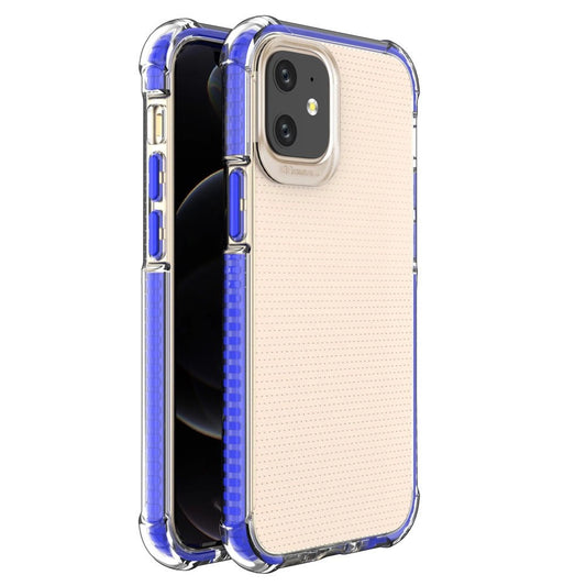 Spring Armor clear TPU gel rugged protective cover with colorful frame for iPhone 12 mini blue_0