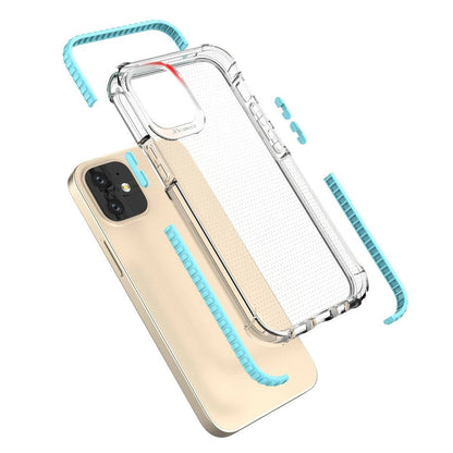 Spring Armor clear TPU gel rugged protective cover with colorful frame for iPhone 12 mini blue_1