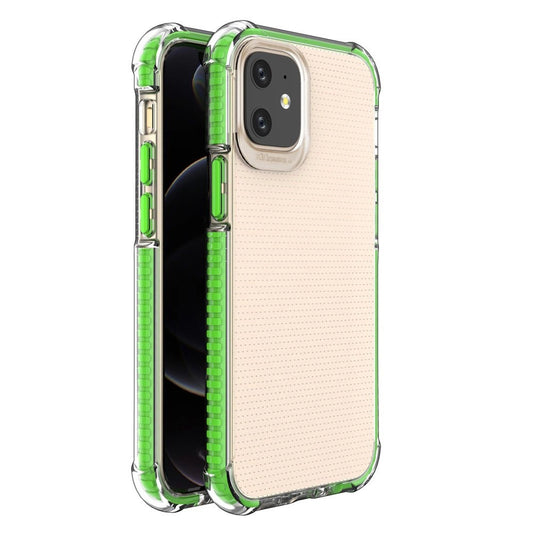 Spring Armor clear TPU gel rugged protective cover with colorful frame for iPhone 12 mini green_0