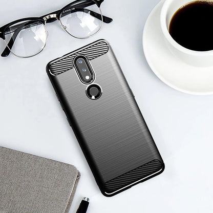 Carbon Case Flexible Cover TPU Case for Nokia 2.4 black_5