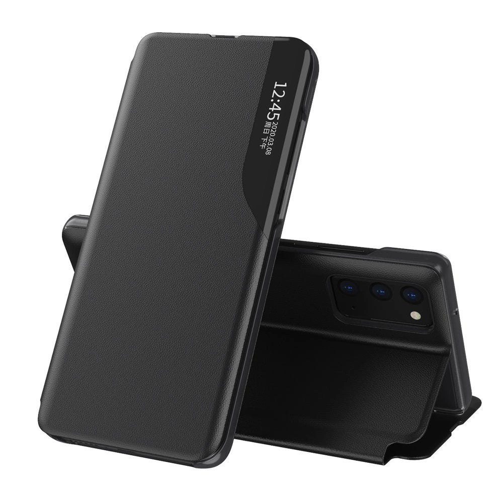 Eco Leather View Case elegant bookcase type case with kickstand for Samsung Galaxy A02s EU black_0