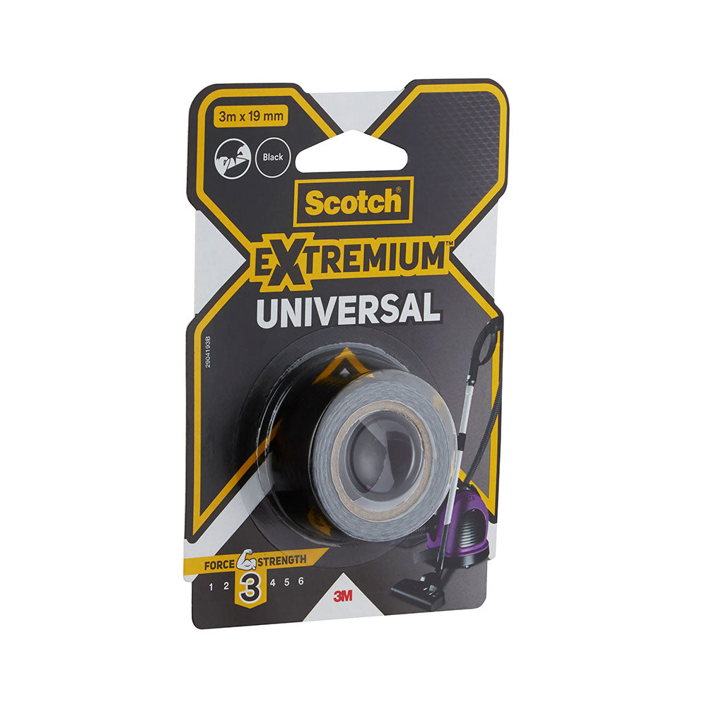 Fita adesiva universal extremium 3, 3 m x 19 mm, preta_0