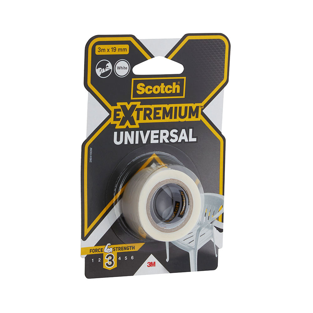 Fita adesiva universal extremium 3, 3 m x 19 mm, branco_0