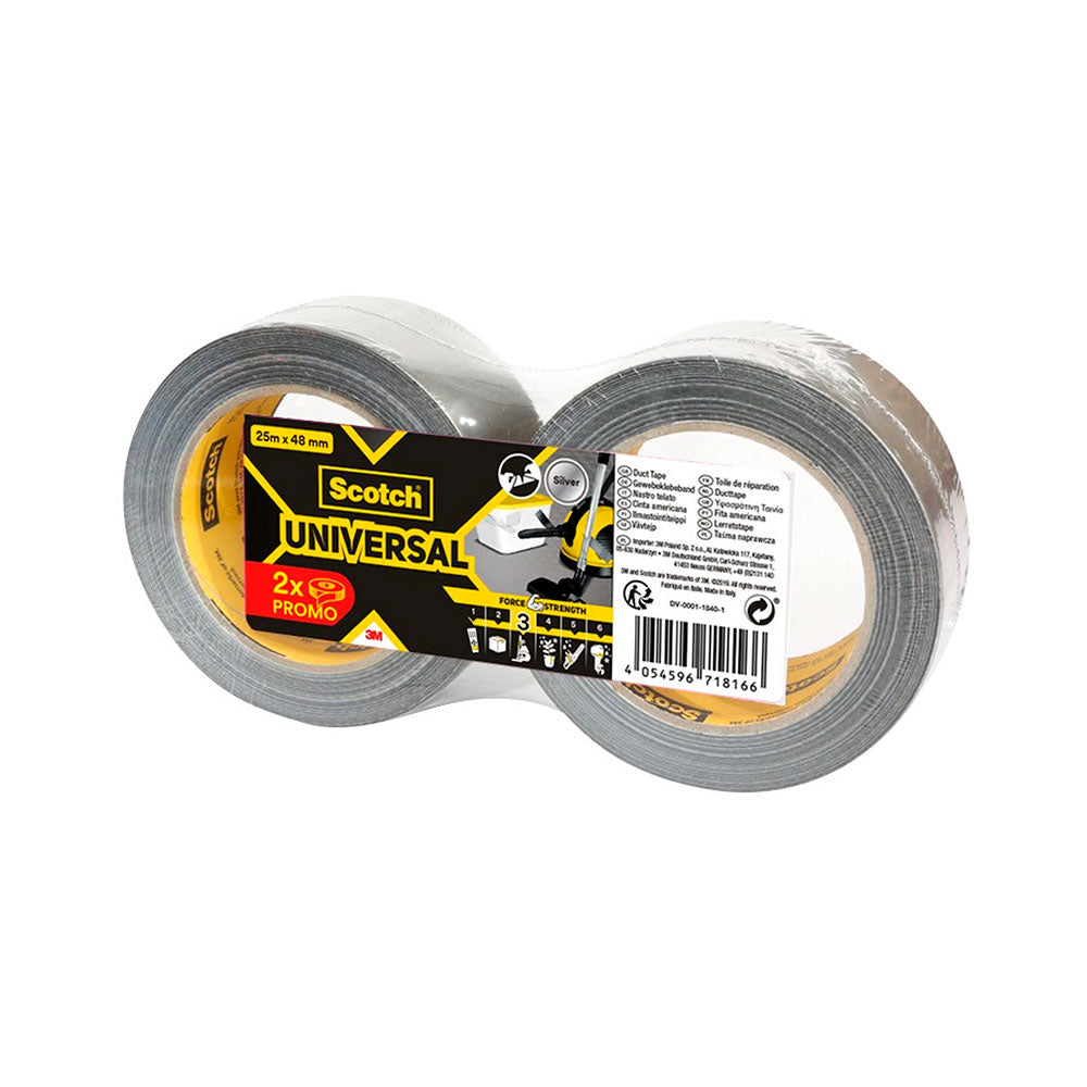 Fita adesiva universal 3; 25 m x 48 mm, cinza, 2 rolos_0