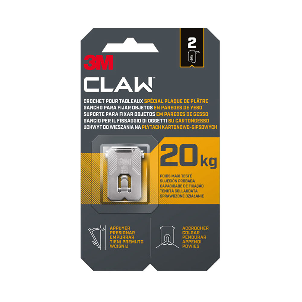 Gancho de parede em gesso, 20 kg, 28 x 41 x 4 mm, 2 unid._0