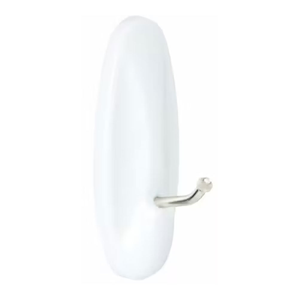 Gancho de ponta em metal, mÃ©dio, branco, 29 x 79 x 29 mm, 2 peÃ§as + 4 tiras, carga mÃ¡xima 1,3 kg_0