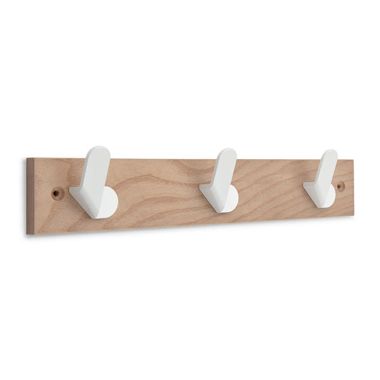 Cabideiro de freixo modelo nordik com 3 ganchos brancos, 360 x 68 x 51 mm_0