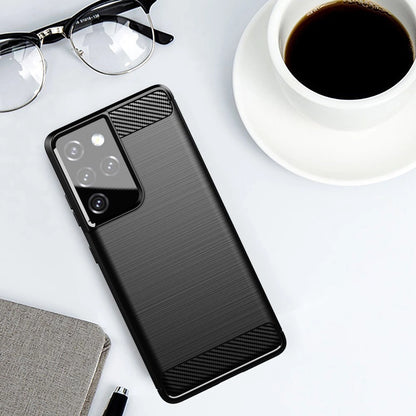 Carbon Case Flexible Cover TPU Case for Samsung Galaxy S21 Ultra 5G black_4
