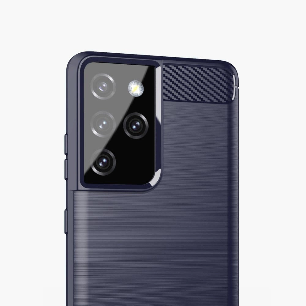Carbon Case Flexible Cover TPU Case for Samsung Galaxy S21 Ultra 5G blue_3