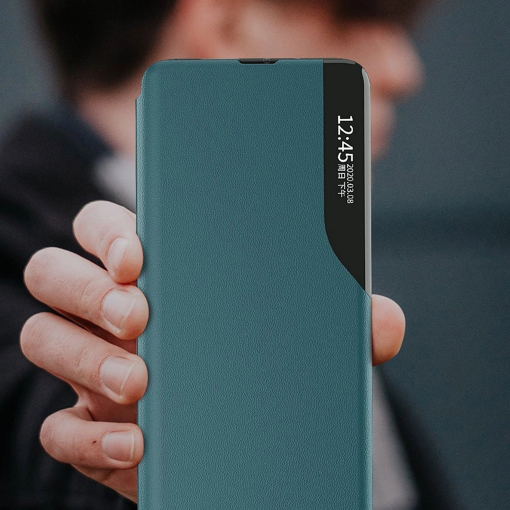 Eco Leather View Case elegant bookcase type case with kickstand for Samsung Galaxy A72 4G blue_9