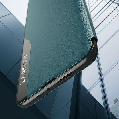 Eco Leather View Case elegant bookcase type case with kickstand for Samsung Galaxy A72 4G blue_4