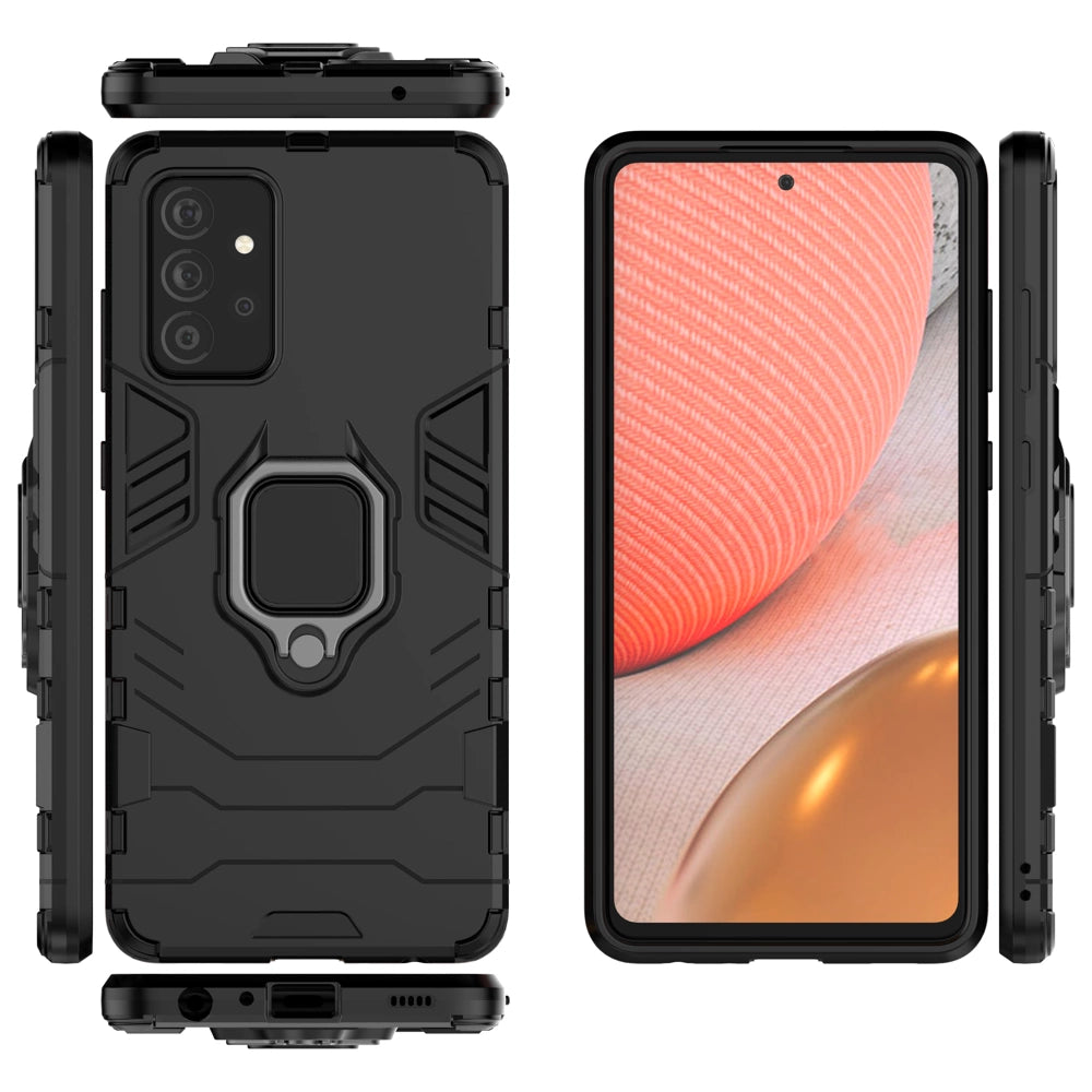 Ring Armor Case Kickstand Tough Rugged Cover for Samsung Galaxy A72 4G black_4