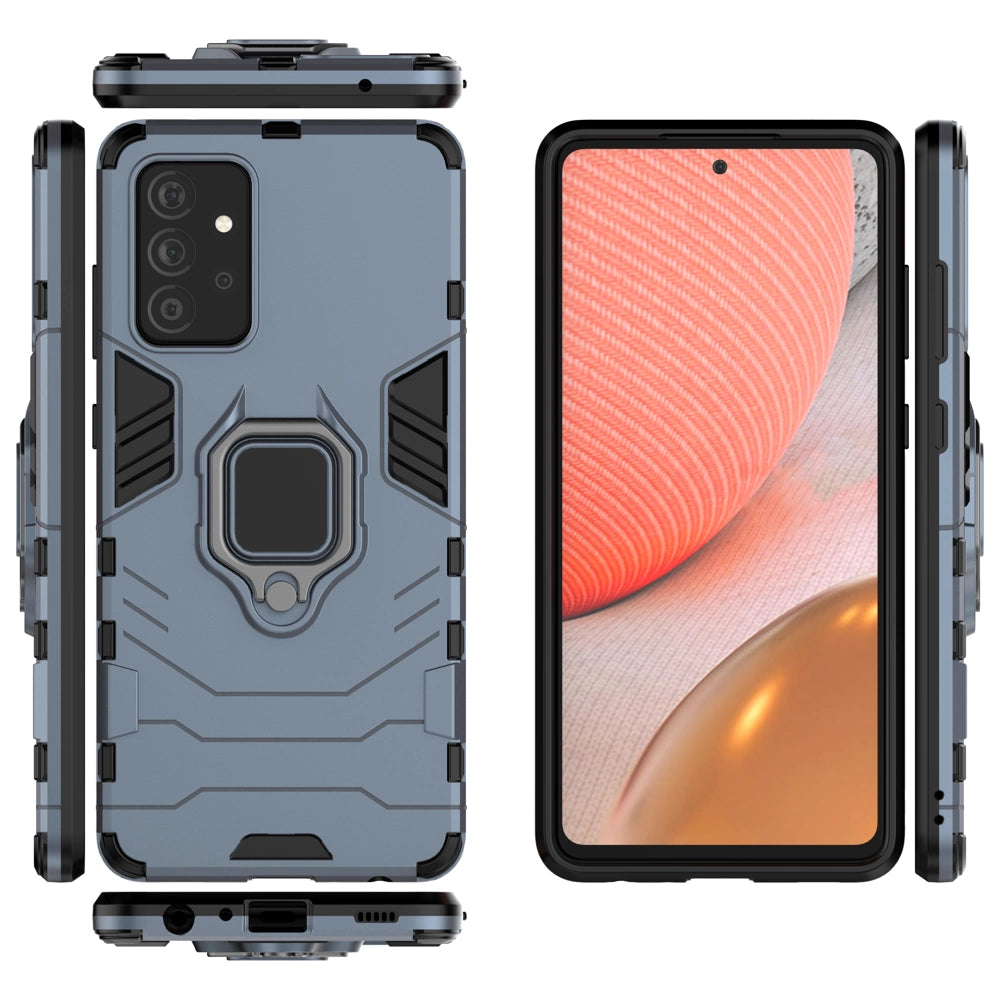 Ring Armor Case Kickstand Tough Rugged Cover for Samsung Galaxy A72 4G blue_2