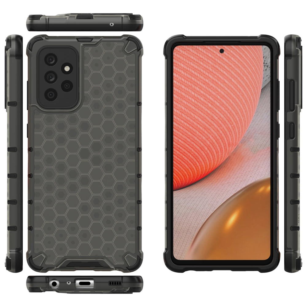 Honeycomb Case armor cover with TPU Bumper for Samsung Galaxy A72 4G black_11