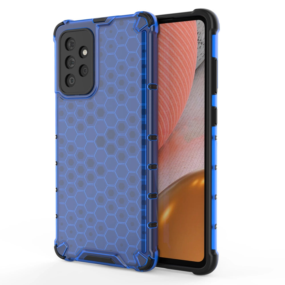 Honeycomb Case armor cover with TPU Bumper for Samsung Galaxy A72 4G blue_0