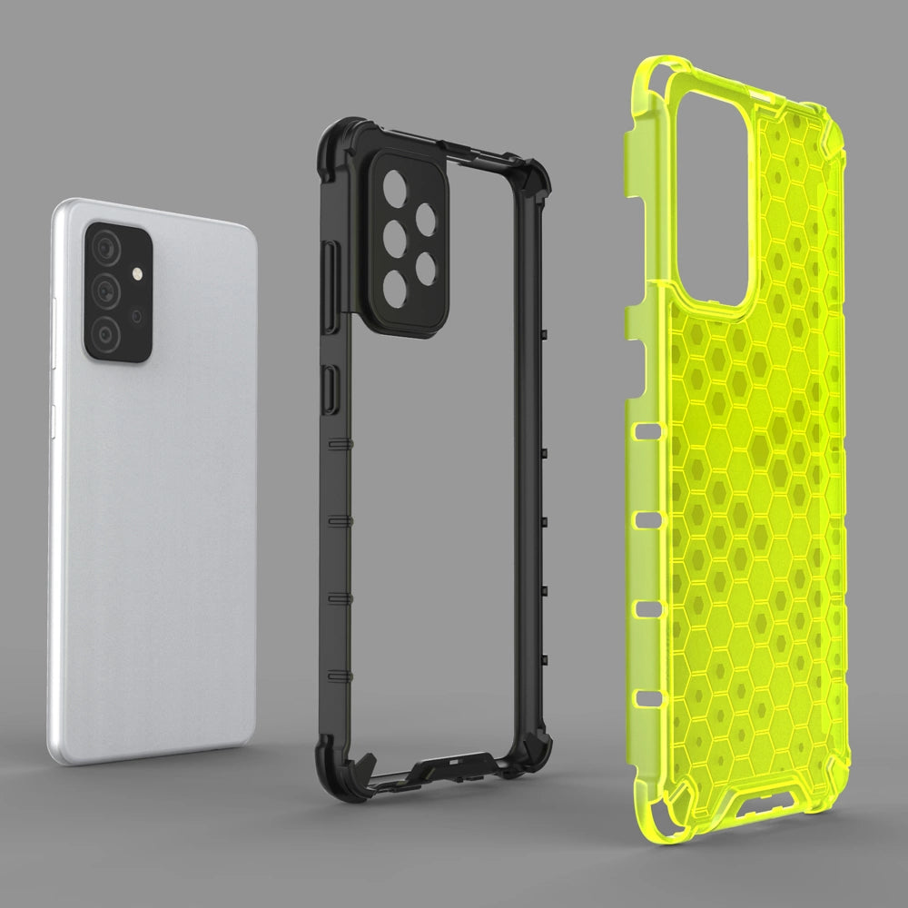 Honeycomb Case armor cover with TPU Bumper for Samsung Galaxy A72 4G blue_6